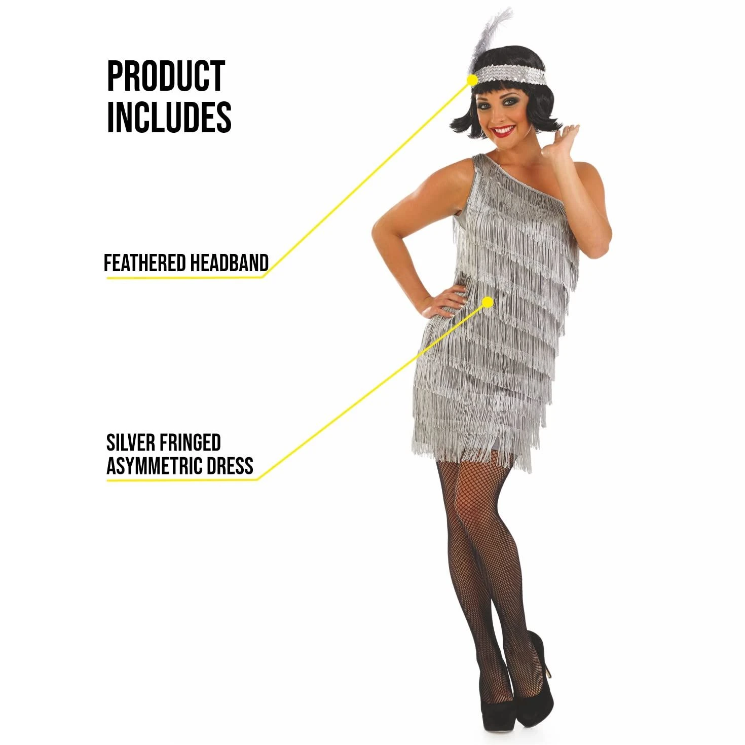 Vestito Charleston Argentato Donna 4 Vestito Charleston Argentato Donna - immagine 2