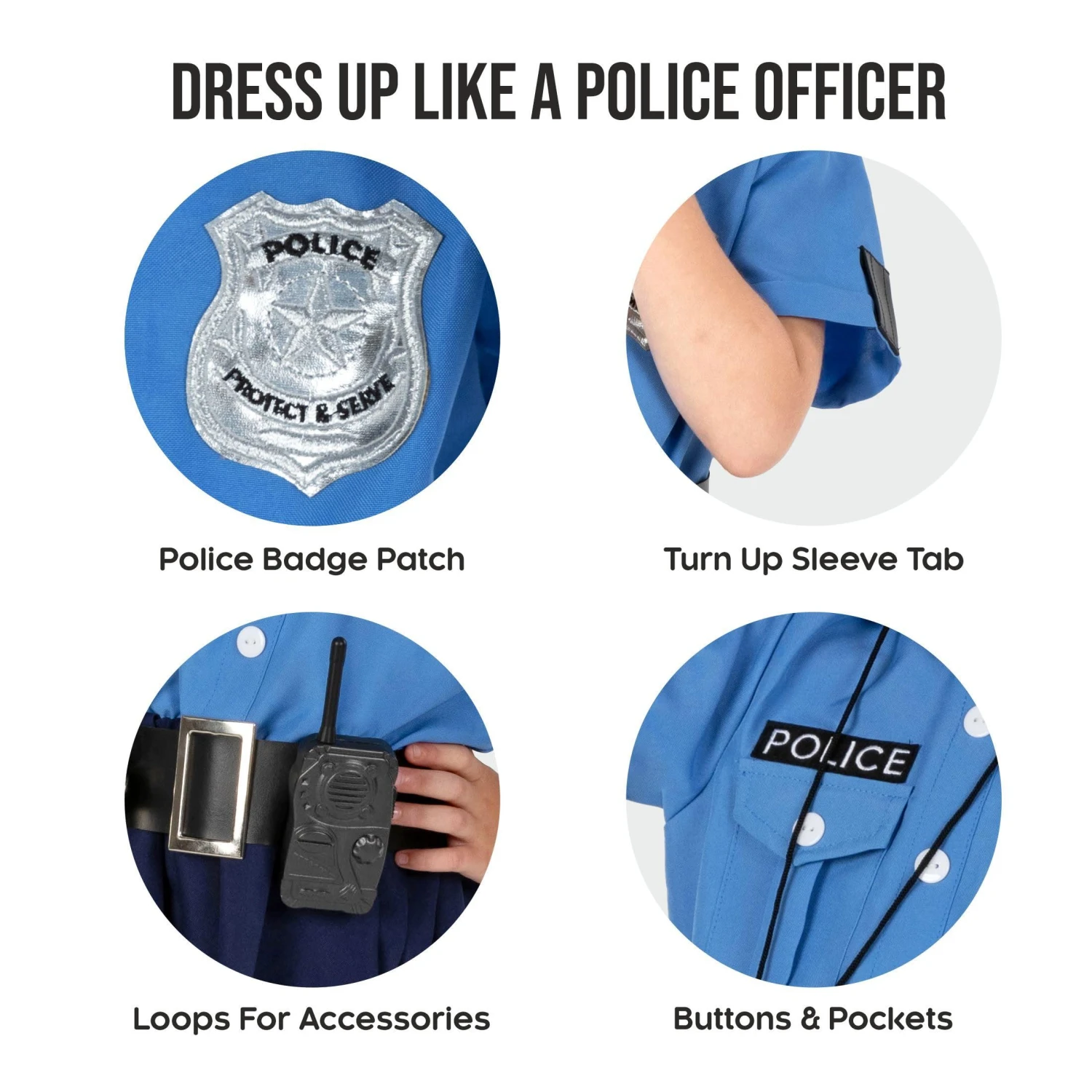 Costume Da Poliziotta Blu Per Ragazze 7 Costume Da Poliziotta Blu Per Ragazze - immagine 5