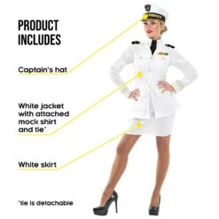 Womens White Navy Officer Costume -Angels Face Negozio 28e221880a45b17b8fb00db48d1f6fe42127af18c759ecedf5c6f5888445bdf4