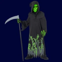 Kids Grim Reaper Glow In The Dark Costume -Angels Face Negozio 2dfvuf8q