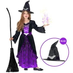 Kids Purple Witch Costume -Angels Face Negozio 48c1b5c0675f746f5f6d2461b3610801dcf2140496de6f6704a2cc94e4737cd8