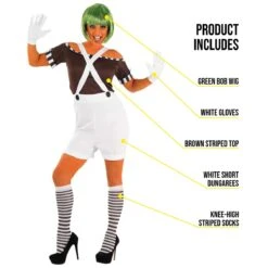 Costume Da Operaio Della Fabbrica Di Cioccolato Con Pantaloncini Da Donna -Angels Face Negozio 5055305452325.pt01 min