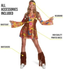 Womens Short Hippie Dress Costume -Angels Face Negozio 61rnficaytl. ac sx679
