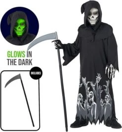 Kids Grim Reaper Glow In The Dark Costume -Angels Face Negozio 6448a625834126c173caeca1b6d139bab37a2b795838da5ddc95ba03de205cd1