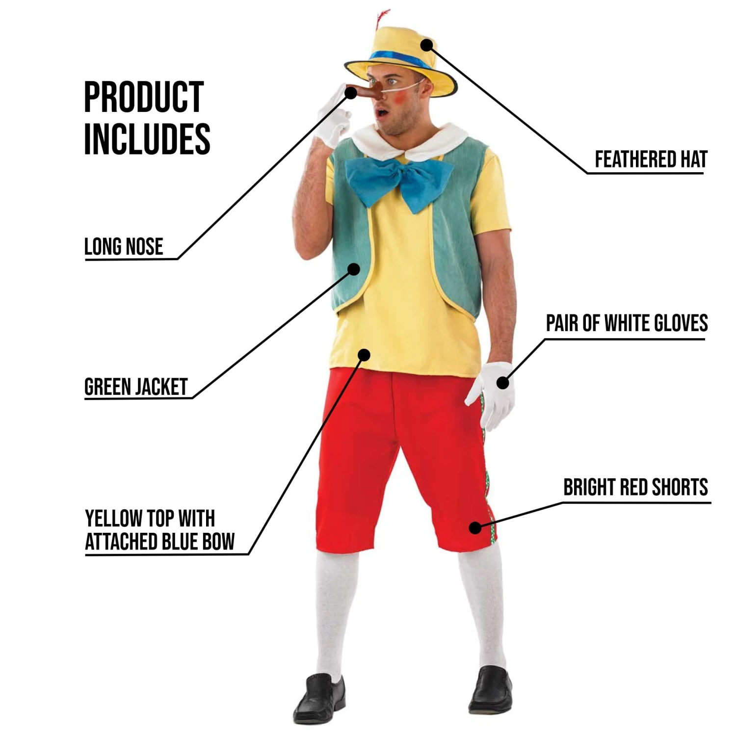 Costume Pinocchio Uomo 4 Costume Pinocchio Uomo - immagine 2