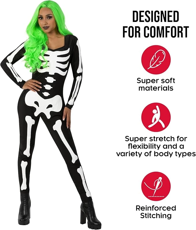 Tutina Scheletro Fosforescente Donna 4 Tutina Scheletro Fosforescente Donna - immagine 2