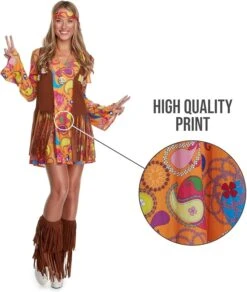 Womens Short Hippie Dress Costume -Angels Face Negozio 71rijehsitl. ac sx679
