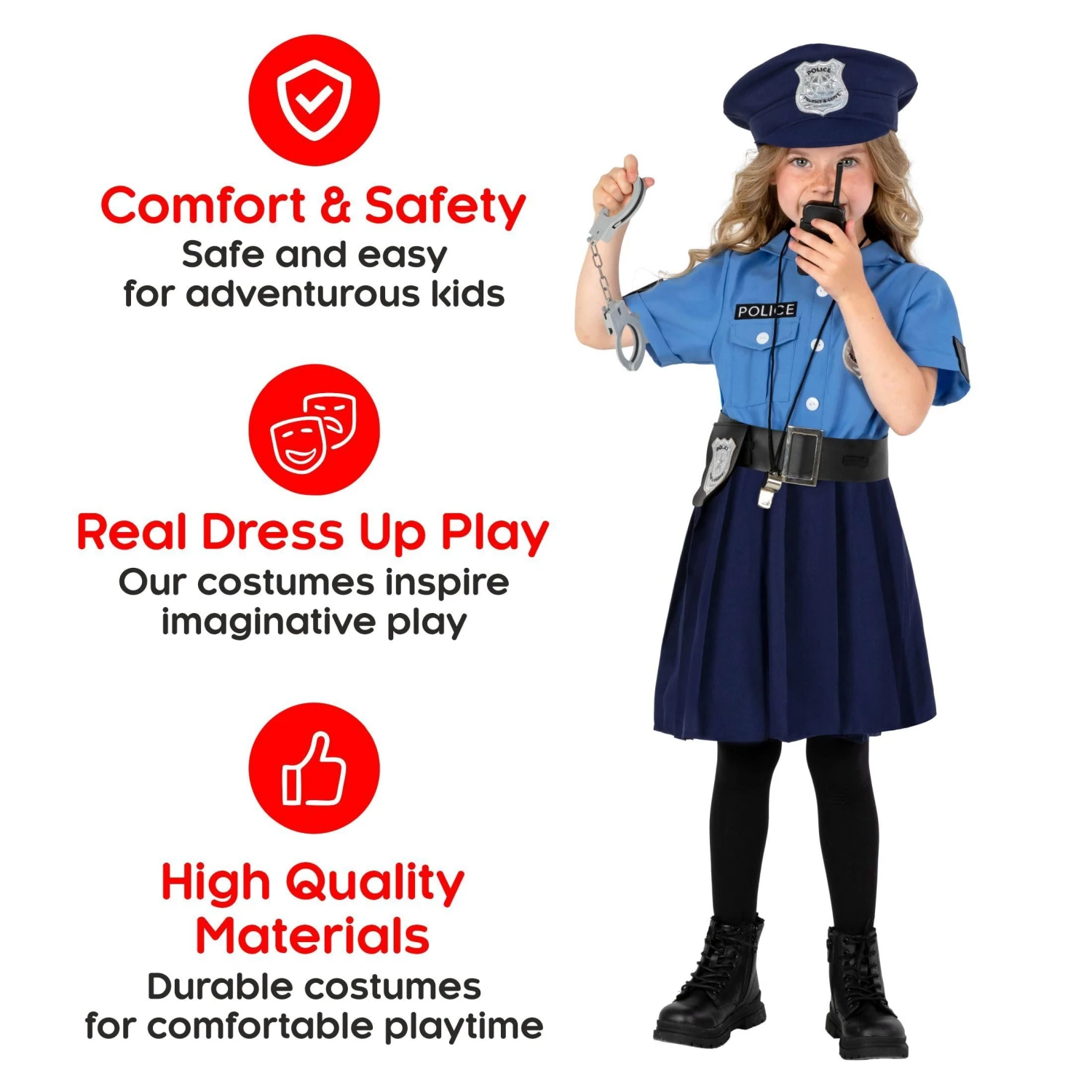 Costume Da Poliziotta Blu Per Ragazze 8 Costume Da Poliziotta Blu Per Ragazze - immagine 6