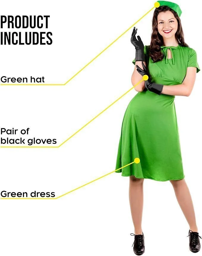 Vestito Anni 40 Verde Donna 3 Vestito Anni 40 Verde Donna