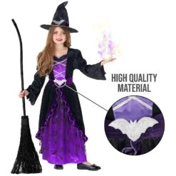 Kids Purple Witch Costume -Angels Face Negozio 7ade47894a6dee9f5ee0d0490606829139a2c238506f73f234a301f54f0fc1a0
