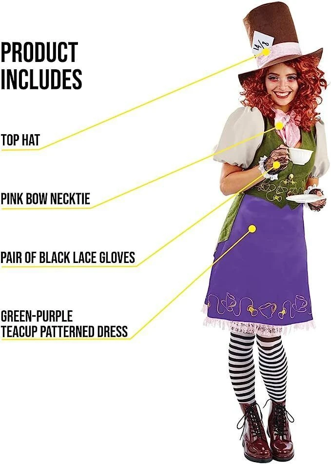 Costume Cappellaio Matto Per Donna 4 Costume Cappellaio Matto Per Donna - immagine 2