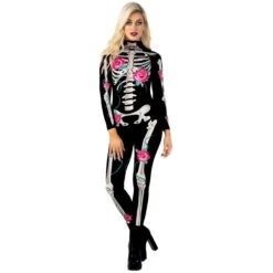 Tutina Scheletro Con Rose Donna