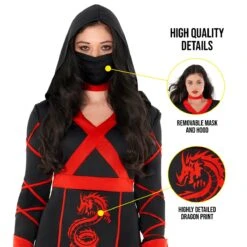 Costume Da Donna Dragon Ninja Playsuit -Angels Face Negozio 887513098874.pt02