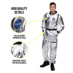 Men's Silver Astronaut Suit Costume -Angels Face Negozio 887513099062.pt01