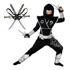 Kids Silver Dragon Ninja Costume 12 Kids Silver Dragon Ninja Costume -Angels Face Negozio 887513099512.main
