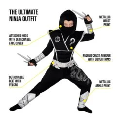 Kids Silver Dragon Ninja Costume 10 Kids Silver Dragon Ninja Costume -Angels Face Negozio 887513099512.pt02