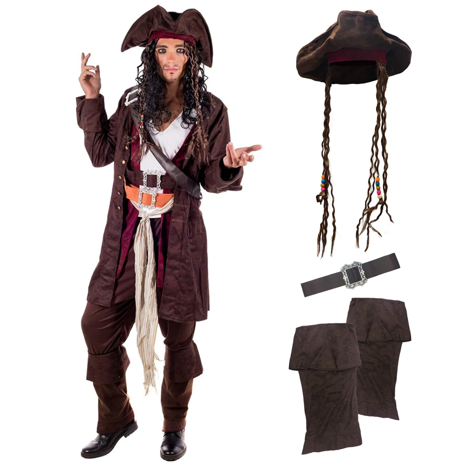 Costume Jack Sparrow Adulto 5 Costume Jack Sparrow Adulto - immagine 3