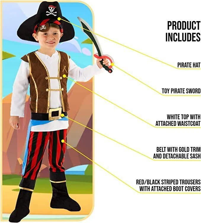 Costume Da Capitano Pirata Per Bambini 4 Costume Da Capitano Pirata Per Bambini - immagine 2