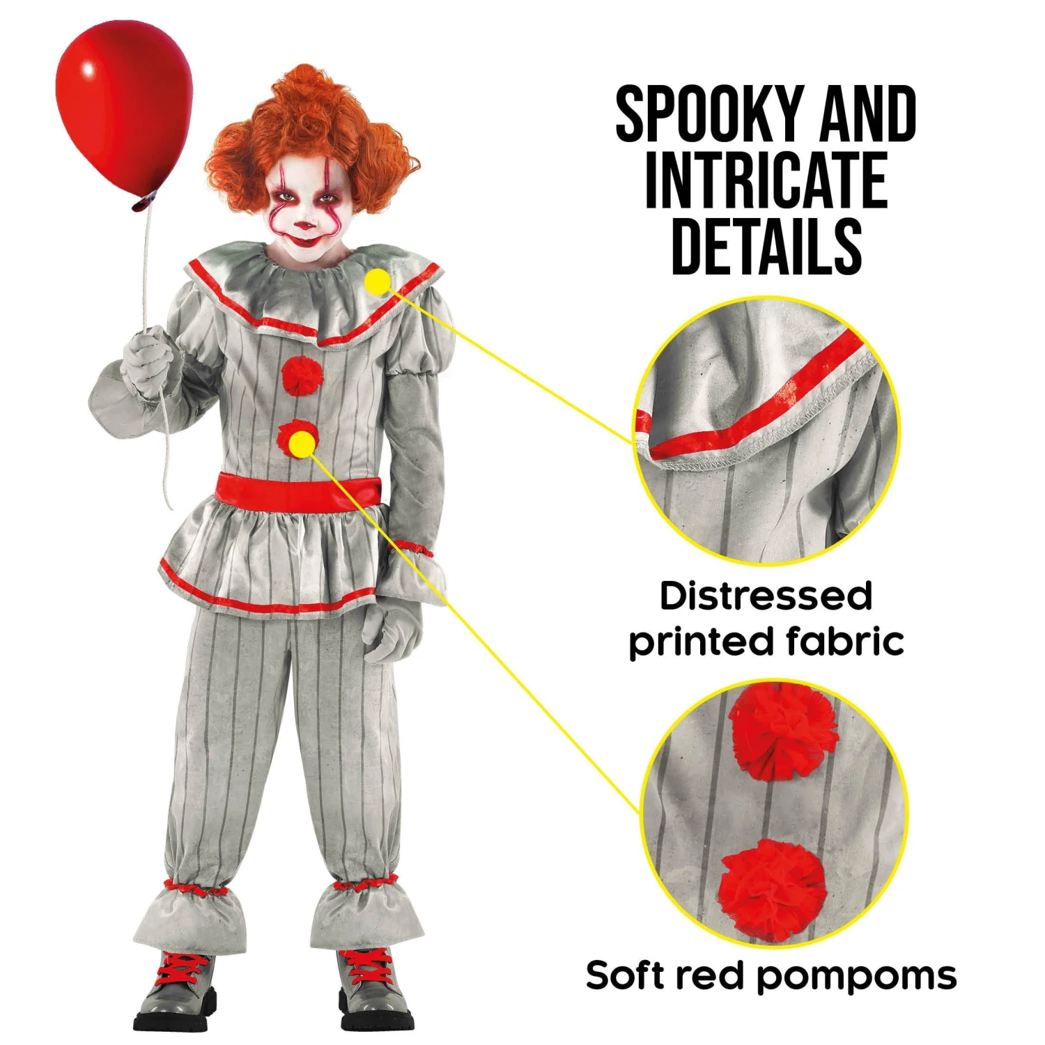 Costume Da Clown Da Film Horror Per Bambini 4 Costume Da Clown Da Film Horror Per Bambini - immagine 2