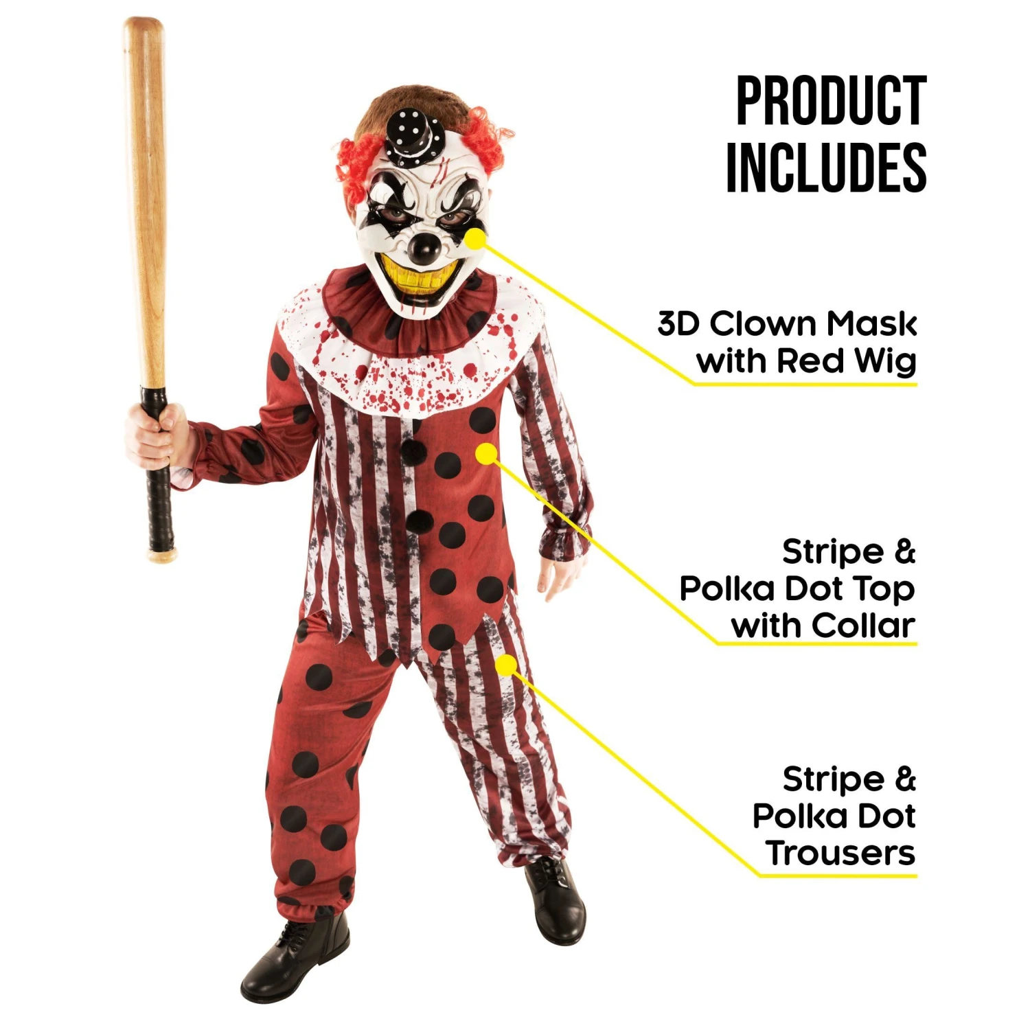 Costume Da Clown Terriente Per Bambini 4 Costume Da Clown Terriente Per Bambini - immagine 2