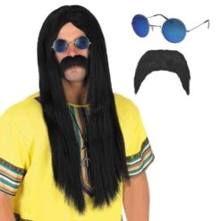 Parrucca Nera Lunga E Occhiali Da Hippie 5 Parrucca Nera Lunga E Occhiali Da Hippie -Angels Face Negozio cb791d954b2d93b6943de469c36d8d966254e0dbc2e320fac499a013fd220ffd