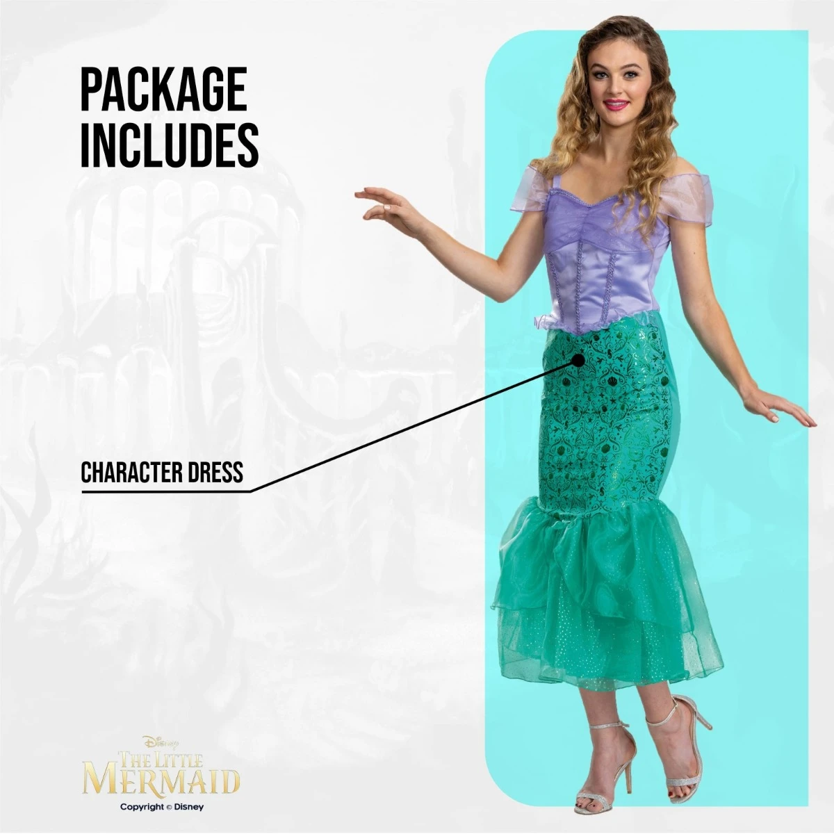 Costume Ariel Classico Donna 4 Costume Ariel Classico Donna - immagine 2