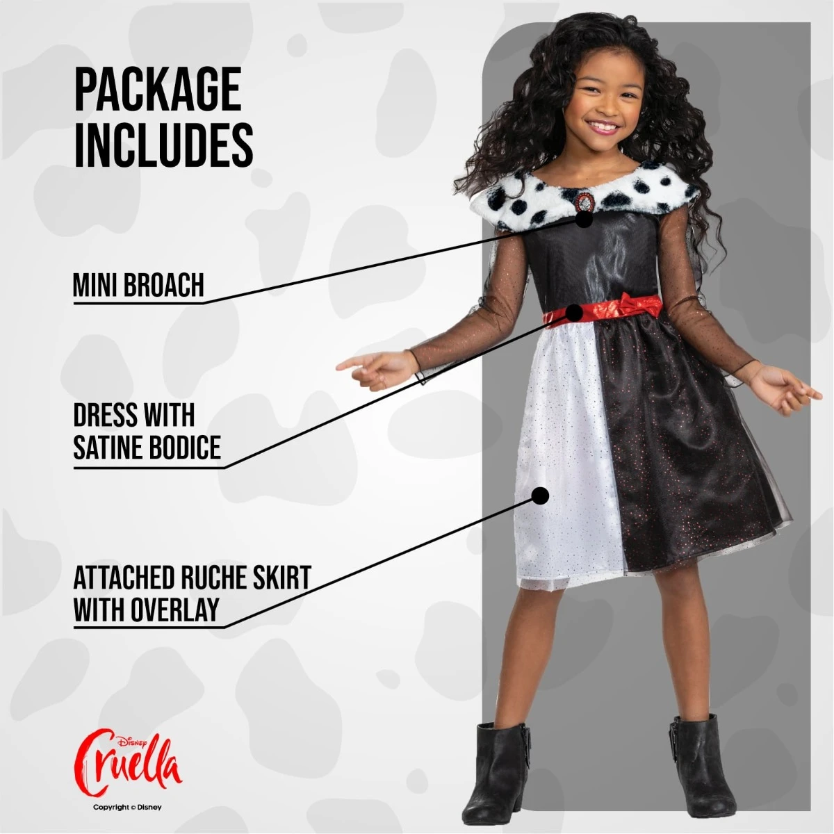 Costume Crudelia De Mon Classico Bambina 4 Costume Crudelia De Mon Classico Bambina - immagine 2