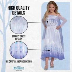 Costume Elsa Regina Frozen 2 Deluxe Bambina 9 Costume Elsa Regina Frozen 2 Deluxe Bambina -Angels Face Negozio disk140019 snow queen elsa deluxe kids feature 03