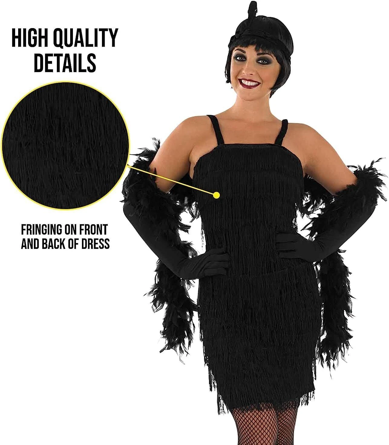 Womens Black Flapper Girl 20s Costume 5 Womens Black Flapper Girl 20s Costume - immagine 3
