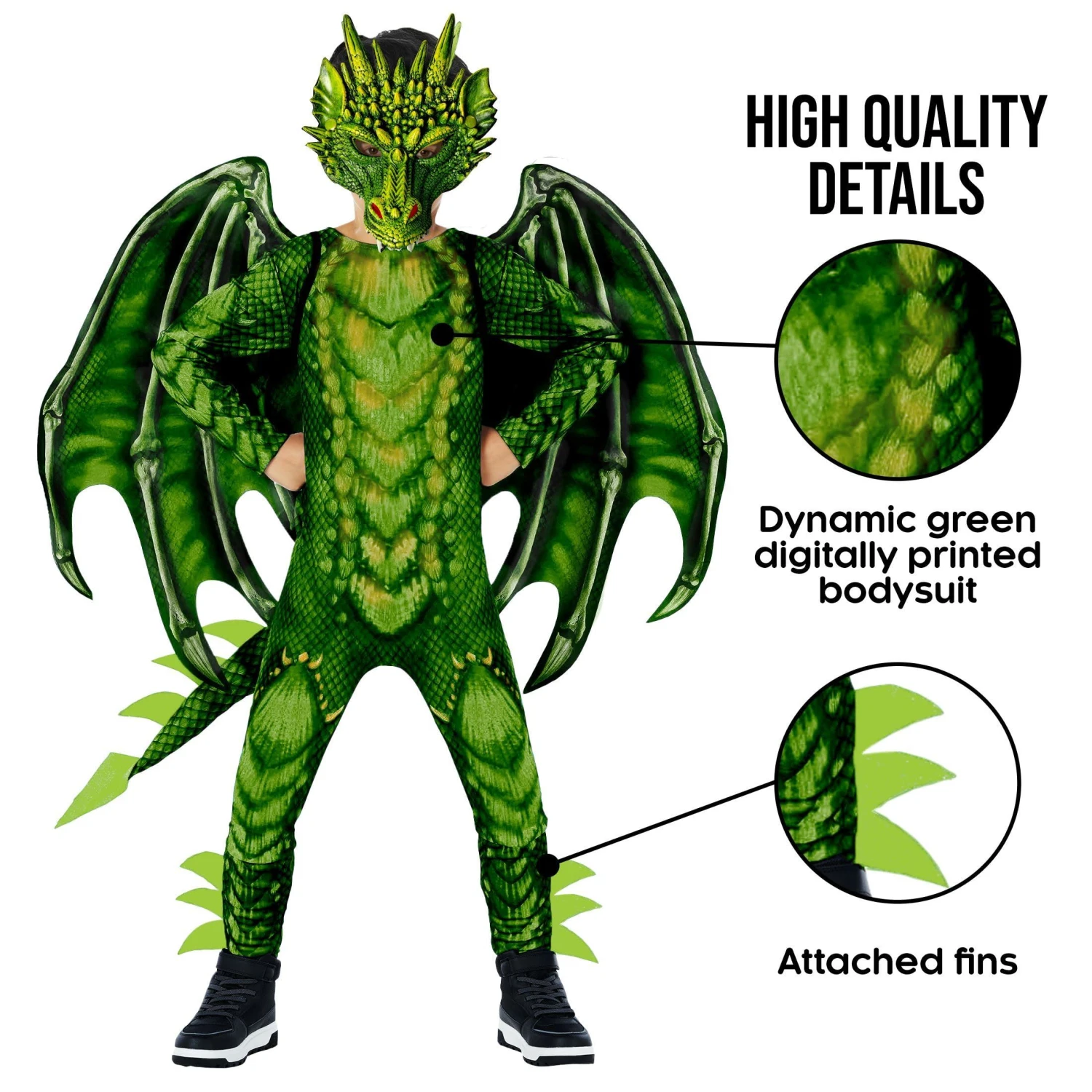 Costume Da Drago Per Bambini Verde 5 Costume Da Drago Per Bambini Verde - immagine 3