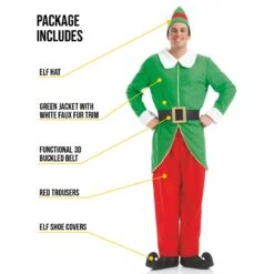 Costume Folletto Natale Uomo -Angels Face Negozio fn3122 christmas elf adult feature 01