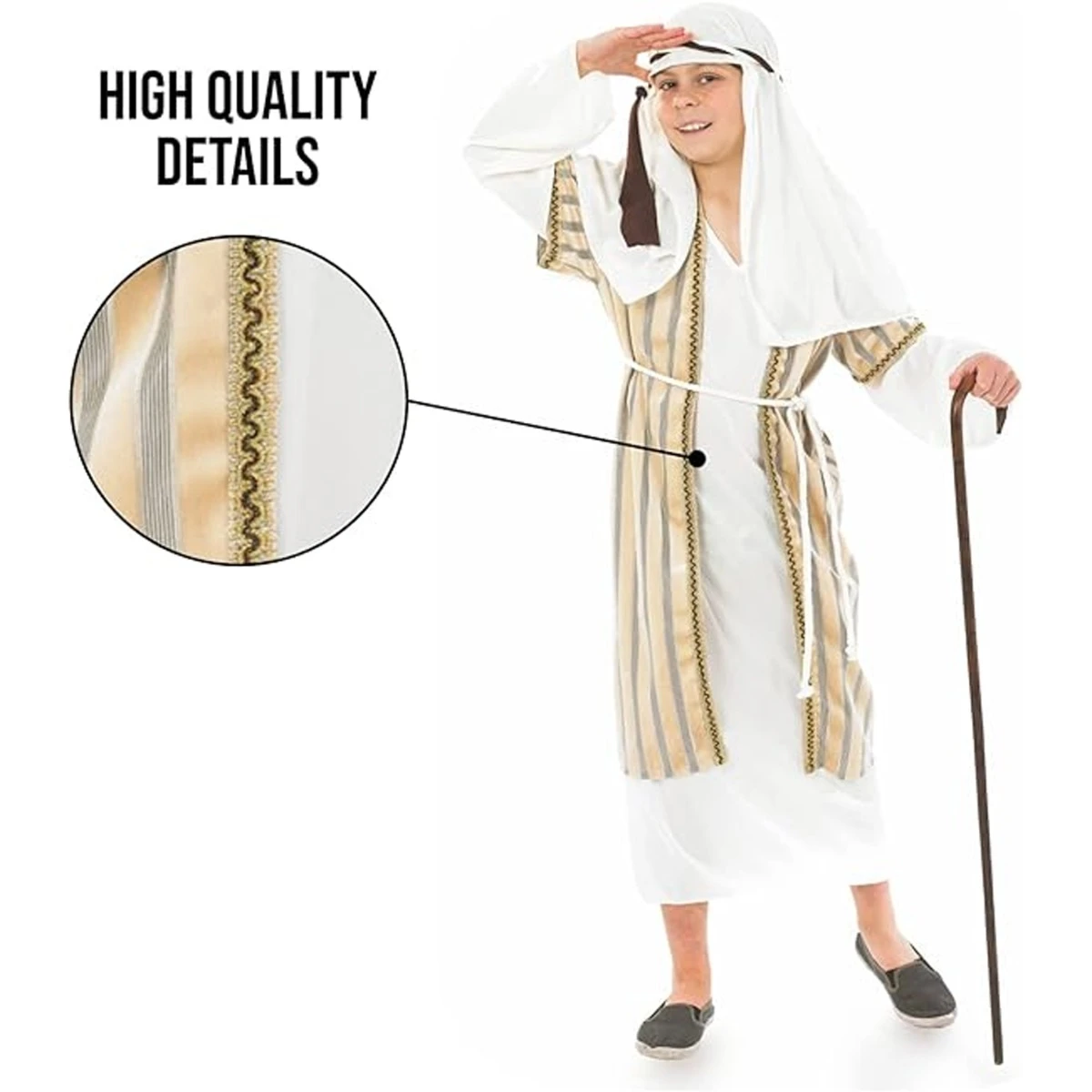 Kids Gold Shepherd Nativity Costume 5 Kids Gold Shepherd Nativity Costume - immagine 3