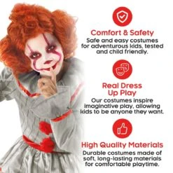 Costume Da Clown Da Film Horror Per Bambini 15 Costume Da Clown Da Film Horror Per Bambini -Angels Face Negozio lcwwoc0b