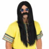 Parrucca Nera Lunga E Occhiali Da Hippie -Angels Face Negozio m1 2 8 2861
