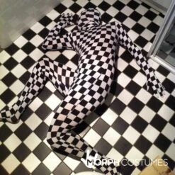 Morphsuit Scacchiera Adulti -Angels Face Negozio m1 b l black white check morphsuit lifestyle 4
