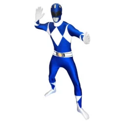 Costume Power Ranger Blu Adulto -Angels Face Negozio m1 b l blue power rangers morphsuit 3 us