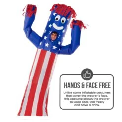 Mens Inflatable Wavy Arm Guy USA Costume -Angels Face Negozio mcgiuswm usa wavy arm guy adult feature 02