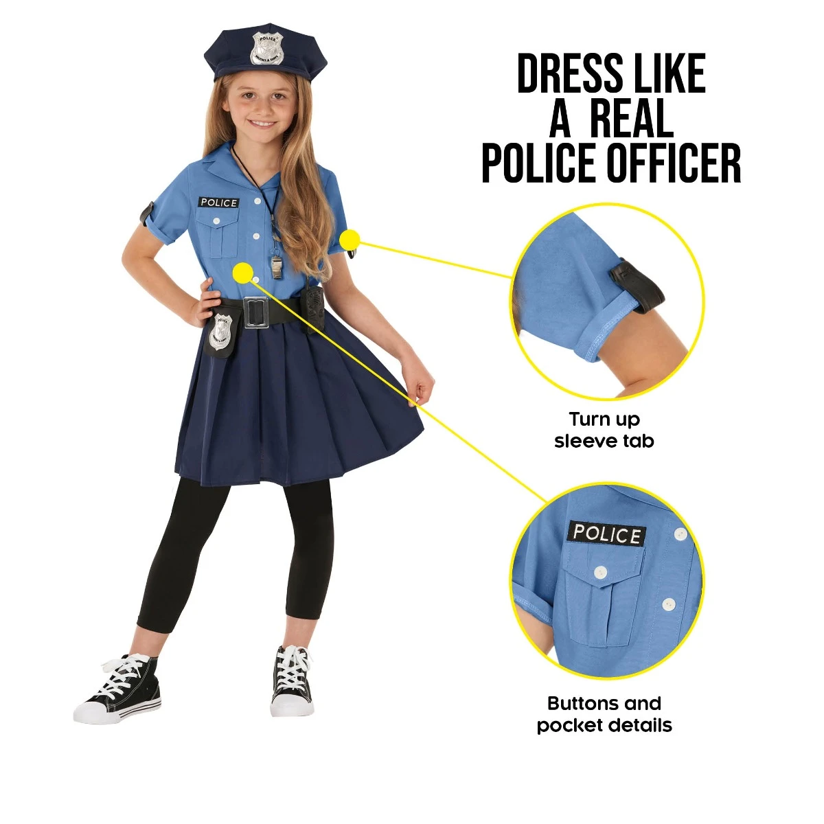 Costume Da Poliziotta Blu Per Ragazze 5 Costume Da Poliziotta Blu Per Ragazze - immagine 3