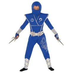 Costume Da Drago Ninja Blu Per Bambini -Angels Face Negozio mckbsdn blue silver kids ninja 01