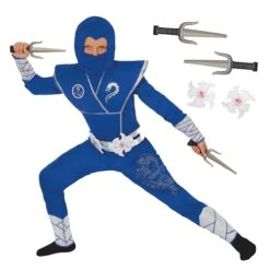 Costume Da Drago Ninja Blu Per Bambini -Angels Face Negozio mckbsdn blue silver kids ninja feature