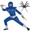 Costume Ninja Blu E Argento Per Bambini Con Zaino -Angels Face Negozio mckbsdnb blue silver ninja backpack 01