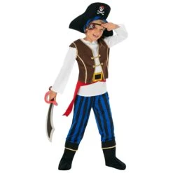 Costume Da Pirata A Strisce Blu Per Bambini -Angels Face Negozio mckbsp pirate blue kids 01
