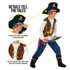 Costume Da Pirata A Strisce Blu Per Bambini -Angels Face Negozio mckbsp pirate blue kids feature3