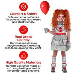 Inquietante Costume Da Clown Per Bambini 14 Inquietante Costume Da Clown Per Bambini -Angels Face Negozio mckcc creepy clown girl 08