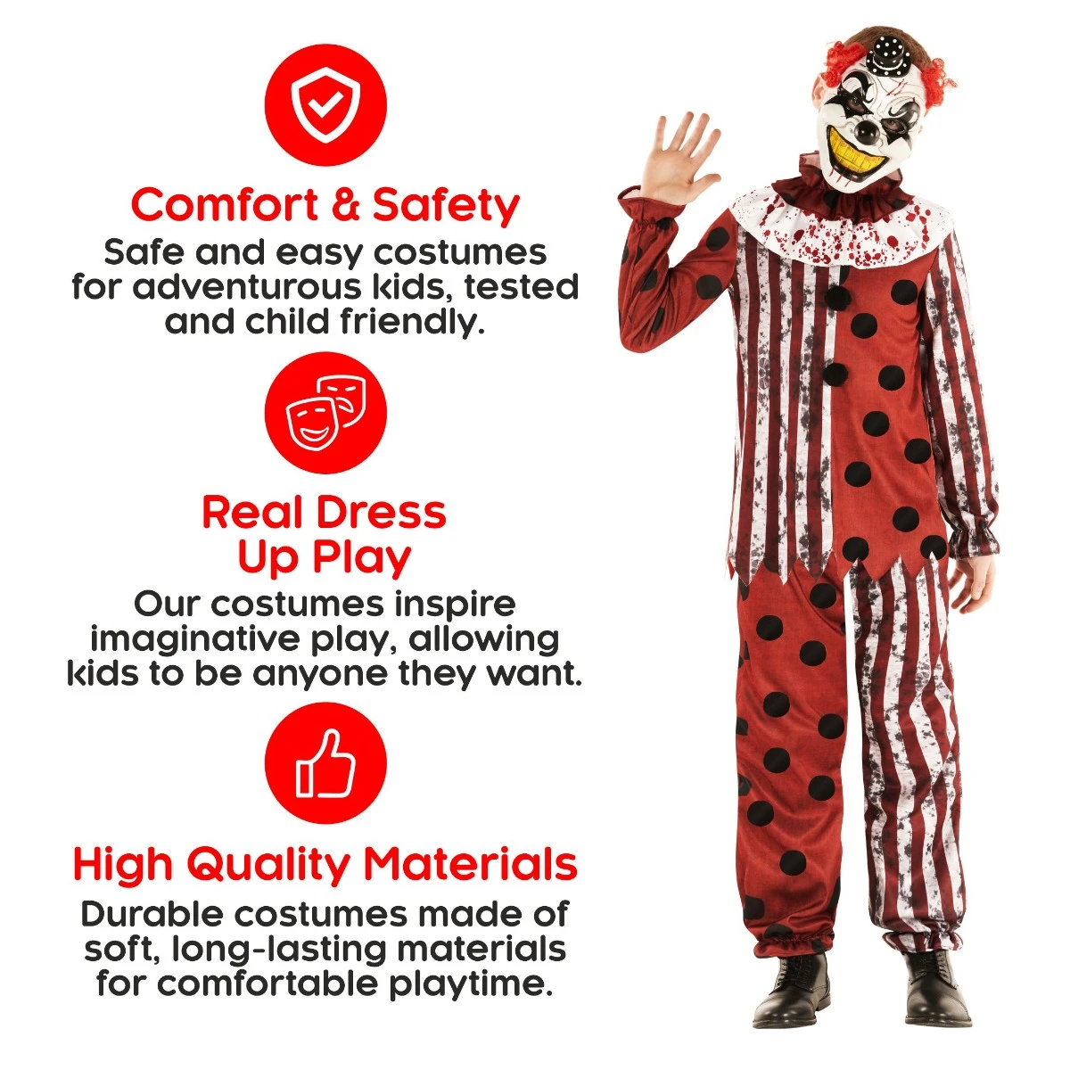 Costume Da Clown Terriente Per Bambini 6 Costume Da Clown Terriente Per Bambini - immagine 4