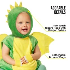 Costume Di Drago Verde Per Bambini Piccoli -Angels Face Negozio mckdhtg dragon hatchling onesie toddler 04