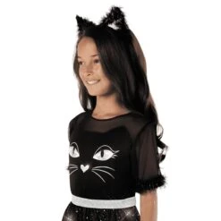 Costume Da Gatto Nero Glitterato Per Bambini -Angels Face Negozio mckgcd glitter cat dress black 5