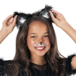Costume Da Gatto Nero Glitterato Per Bambini -Angels Face Negozio mckgcd glitter cat dress black 7
