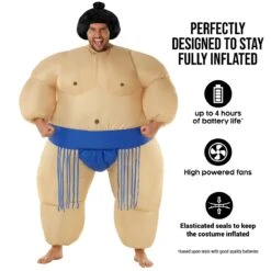 Costume Gonfiabile Da Lottatore Di Sumo Gigante Per Uomo -Angels Face Negozio mckgisbl sumo inflatable megamorph blue adult 5
