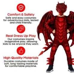 Costume Da Drago Per Bambini Rosso 10 Costume Da Drago Per Bambini Rosso -Angels Face Negozio mckjfdr dragon jumpssuit red kids 5